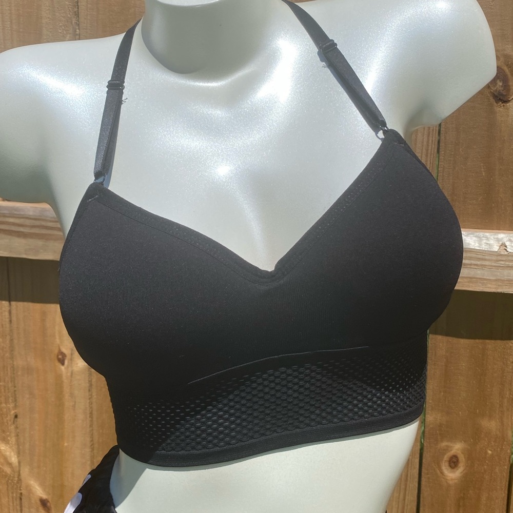 Mesh fishnet push-up longline bralette